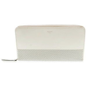 Celine Zip Long Wallet White Patent Leather